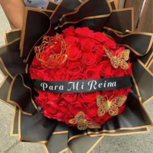 Bouquet of 3 Dozen Red Roses With Personalized Ribbon ( 007 )