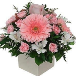 Mix Flower Centerpiece on Wooden Base ( 005 )