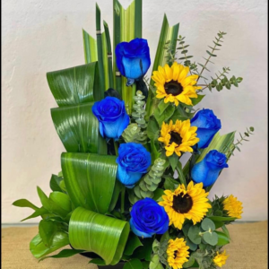 1 Dozen Roses & Sunflowers ( 0016 )